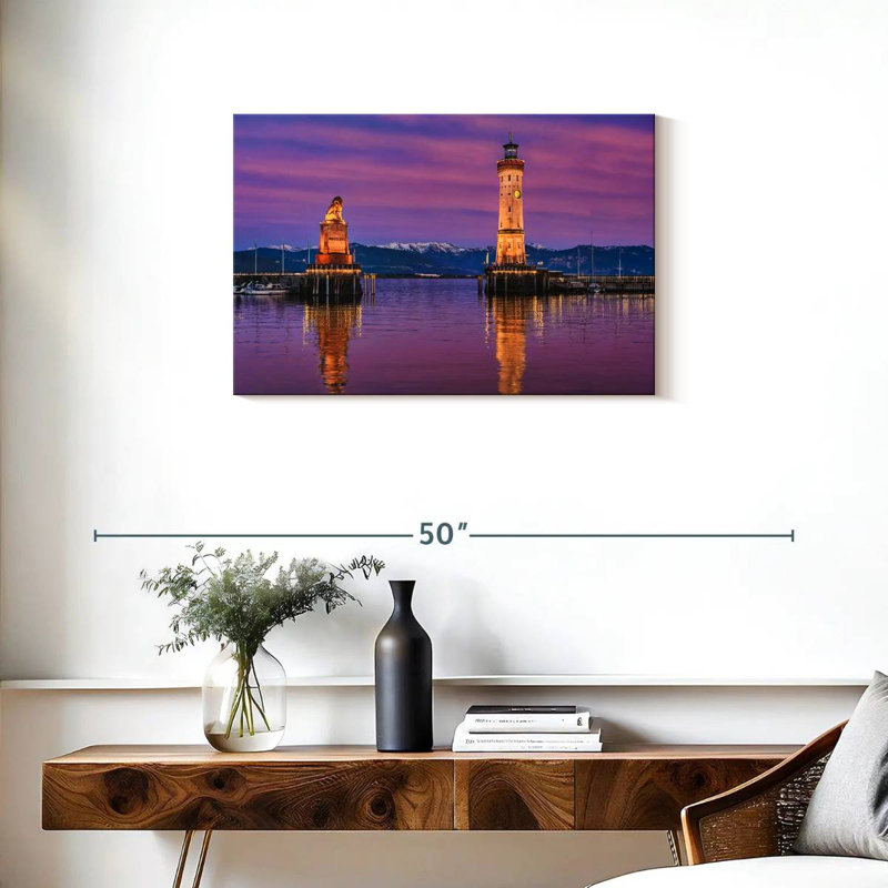 Lion bavarois et phare de Lindau, H 20 po x l 30 po