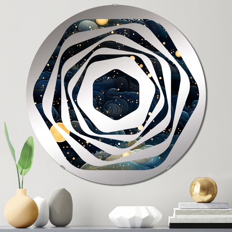 Midnight Indigo Galatic Pattern - Amorphe Decorative Mirror, 23.6" x 23.6"