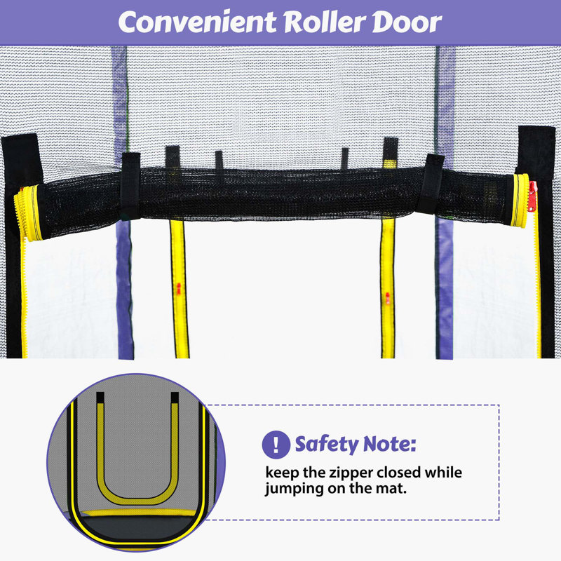 7FT Trampoline for Kids with Safety Enclosure Net, Slide and Ladder, Purple