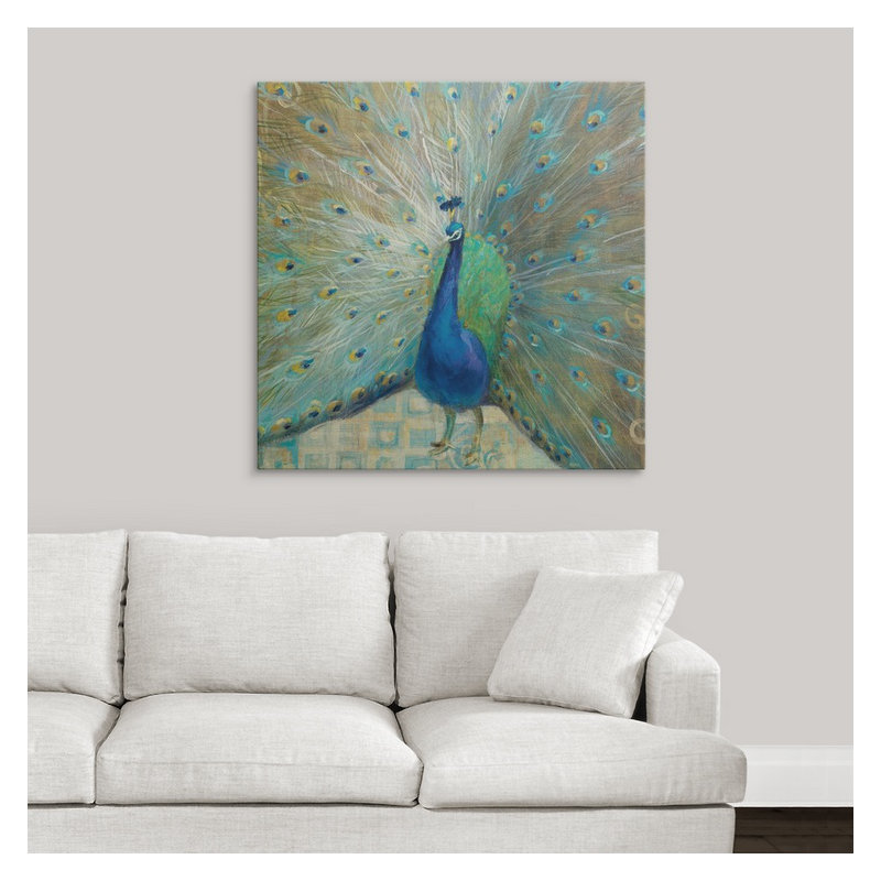 «Blue Peacock on Gold», impression de Danhui Nai, H 35 po x l 35 po x P 1,5 po, Toile