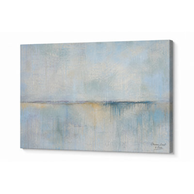 Soft Blue Gray Abstract Horizon Canvas Wall Art, Minimal Neutral Landscape Painting, Wrapped Canvas Decor