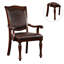 Luxueux fauteuils de salle à manger (2 pièces) - Bois de cerisier brun massif avec assise et éléments de revêtement élégants tournés à 2 pièces