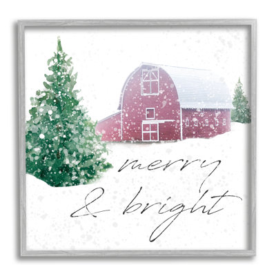 Stupell Industries Merry & Bright Snowy Barn, art de la giclée encadrée par Carol Robinson
