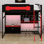 Lit mezzanine en bois avec bureau-1339748977