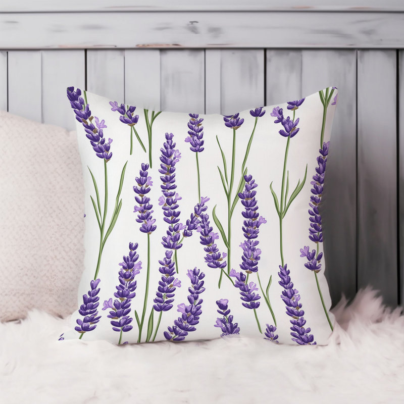 Floral Lavender Flower Pattern VIII Cottage Throw Pillow Cover, 20x20
