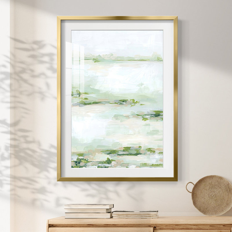 Verdant Marsh I -Framed Print, Gold