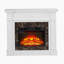 Foyer électrique avec manteau de cheminée, manteau de cheminée, radiateur autoportant, entourage réaliste en pierre empilée avec minuterie à télécommande flamme, blanc, l 45,66 po x P 11,8 po x H 40 po-148688616