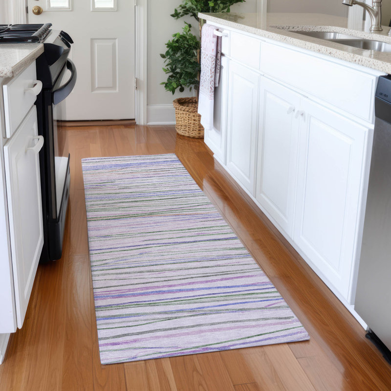 Machine Washable Indoor/Outdoor Claudian ACN1605 Lavender Rug, Runner 2'3" x 7'6"