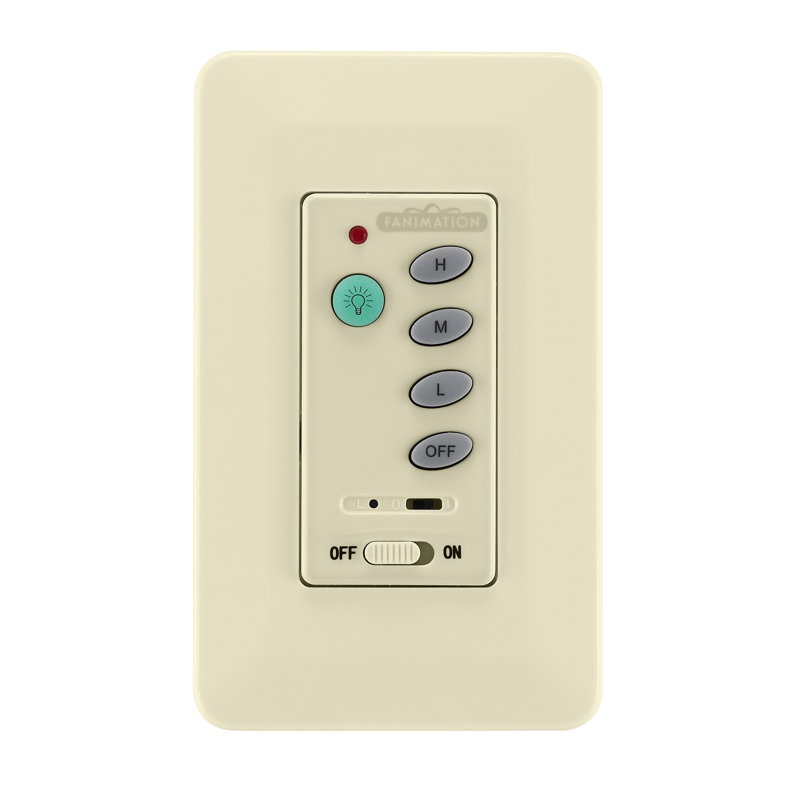 Ceiling Fan Wall Control with Receiver Non-Reversing - 3 Speed Fan and Light - Light Almond, Light Almond