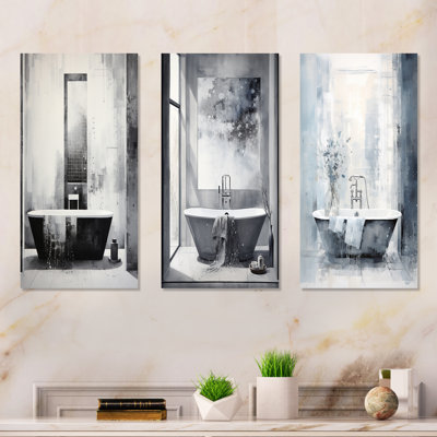 Bathroom Minimalist Elegance I - Bathroom Canvas Art Print Set Of 3