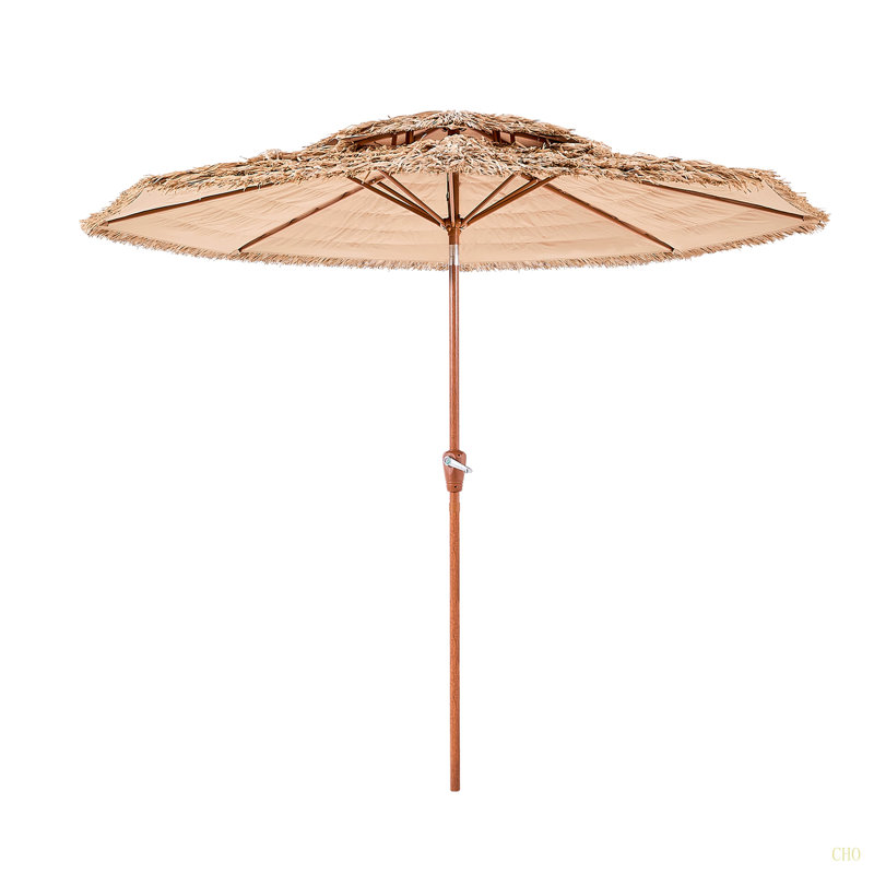 Parasol de patio en chaume à 2 niveaux 9 pieds Tiki