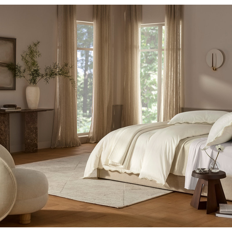 Signature Curved Edge Bedding Set, Cream/Sand, King/Cal. King Duvet Cover + 2 King Shams