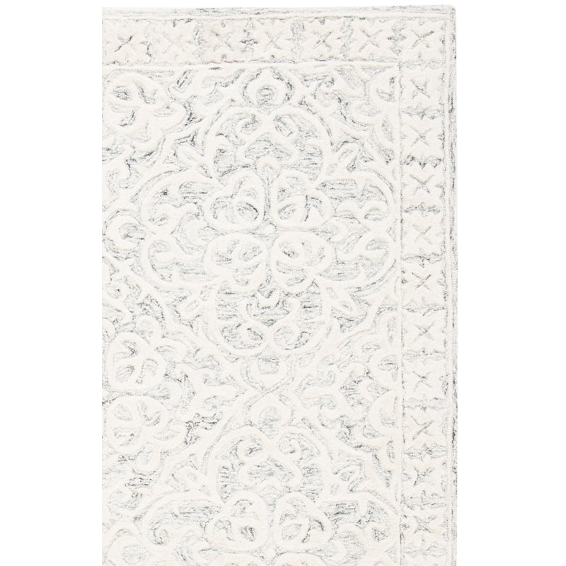 Durnan Hand Tufted Wool And Cotton With Latex Floral Rug, Rectangle 5' x 8'