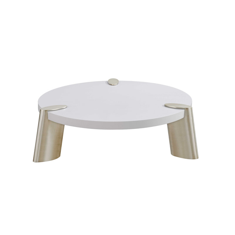 Mimeo 55" Round Center Table , 13" H x 40" L x 40" W, White/Light Gold