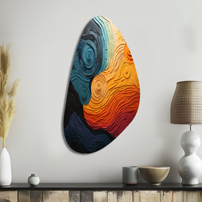 «Teal Orange Op Art», «Illusion rythmique II», reproduction d'art asymétrique
