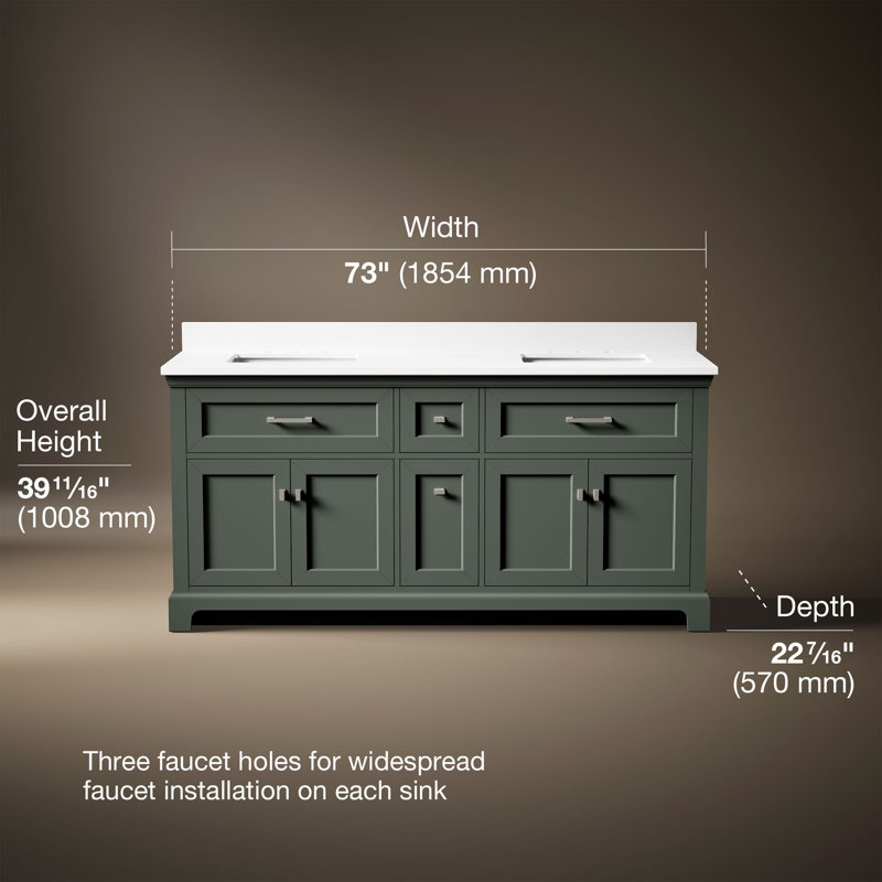 Armoire de meuble-lavabo avec lavabo et comptoir en quartz 72 po Charlemont, 72"