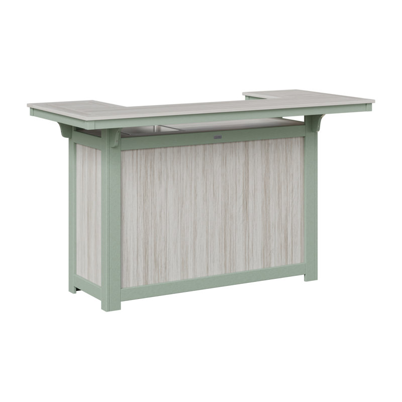 Outdoor Rectangle Bar Table, Seashell, Seafoam