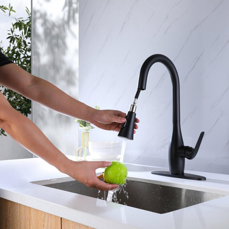 AWZTOO Pull Down Kitchen Faucet, Matte Black