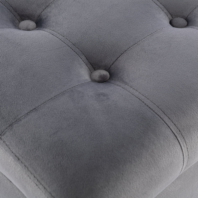 Banc de rangement à couvercle rabattable rembourré, Gris