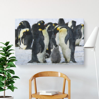 Emperor Penguins Painting - Wrapped Canvas