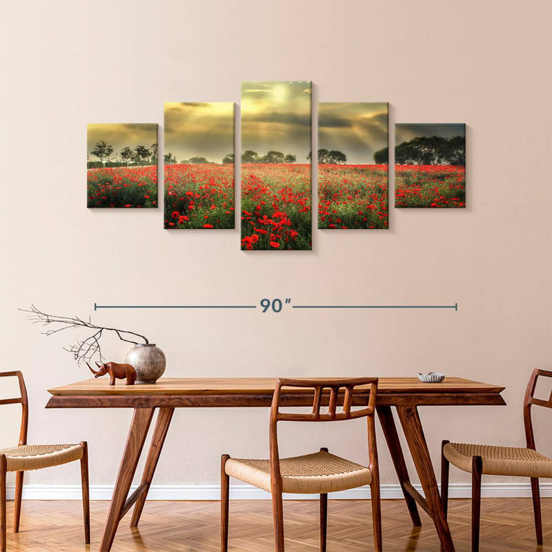 Champ de coquelicots scandinave, H 42 po x l 92 po