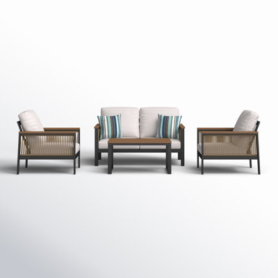 Townsend 4 - Person Outdoor Seating Group with Sunbrella Cushions by Birch Lane