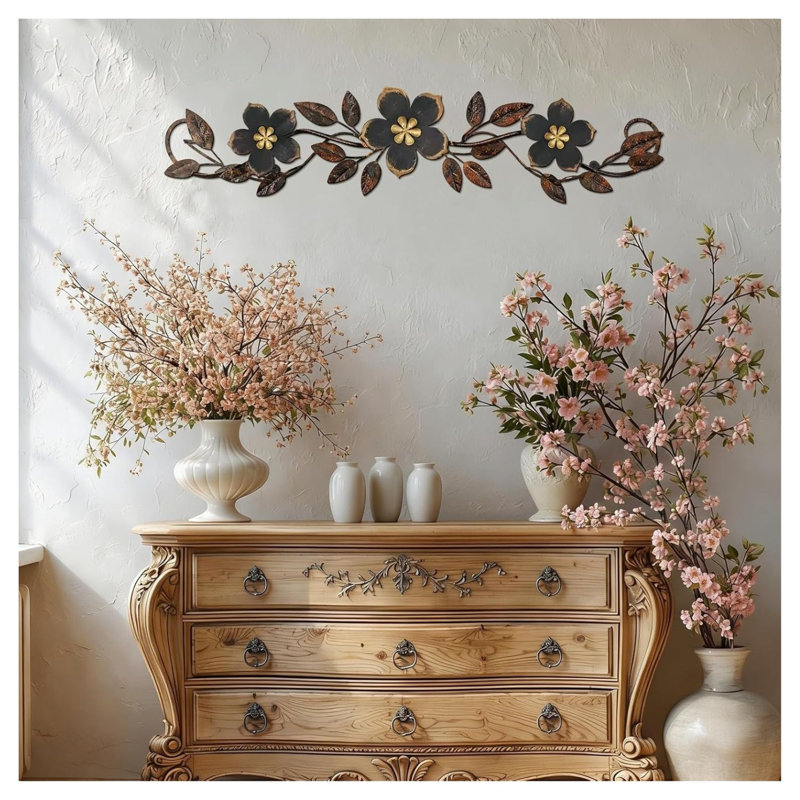 Rouleau de décoration murale en métal noir 15,7 pouces