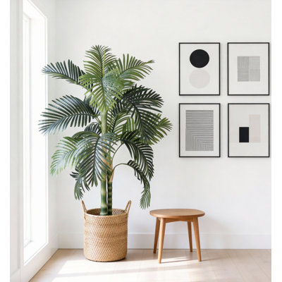 5FT Artificial Palm Tree, Tall UV-Resistant Faux Tropical Plant for Home & Patio