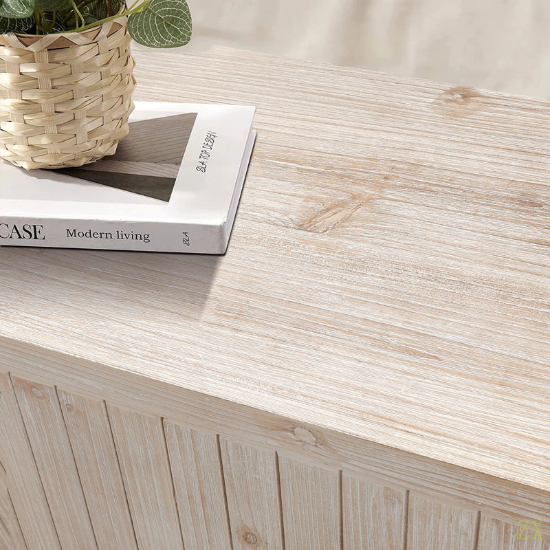 Buffet 59 po 59 po Farmhouse, Blanc antique / bois naturel délavé