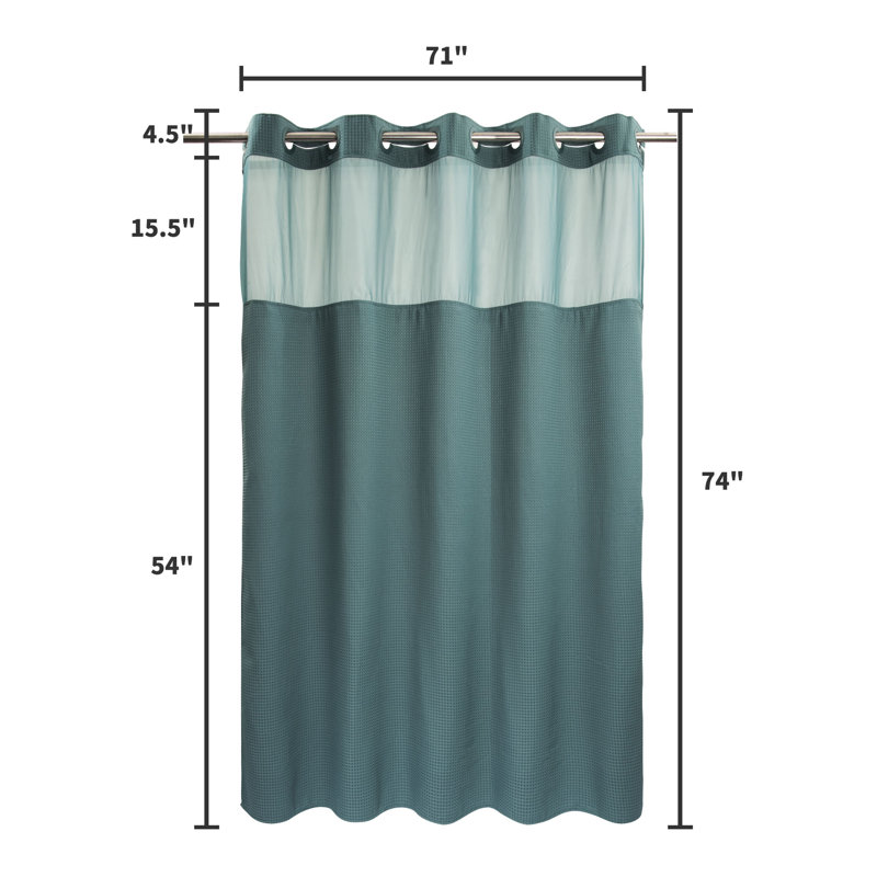 Rideau de douche Ramjani Waffle Weave, H 74 po x l 71 po, Sarcelle