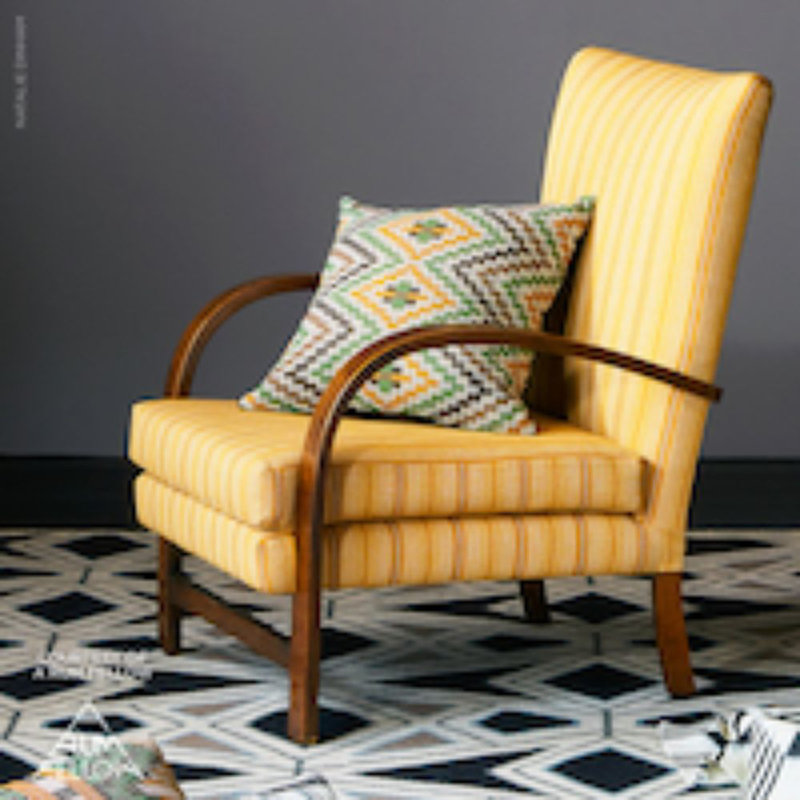 Schumacher x A Rum Fellow Panan Hand Woven Stripe Fabric, Yellow