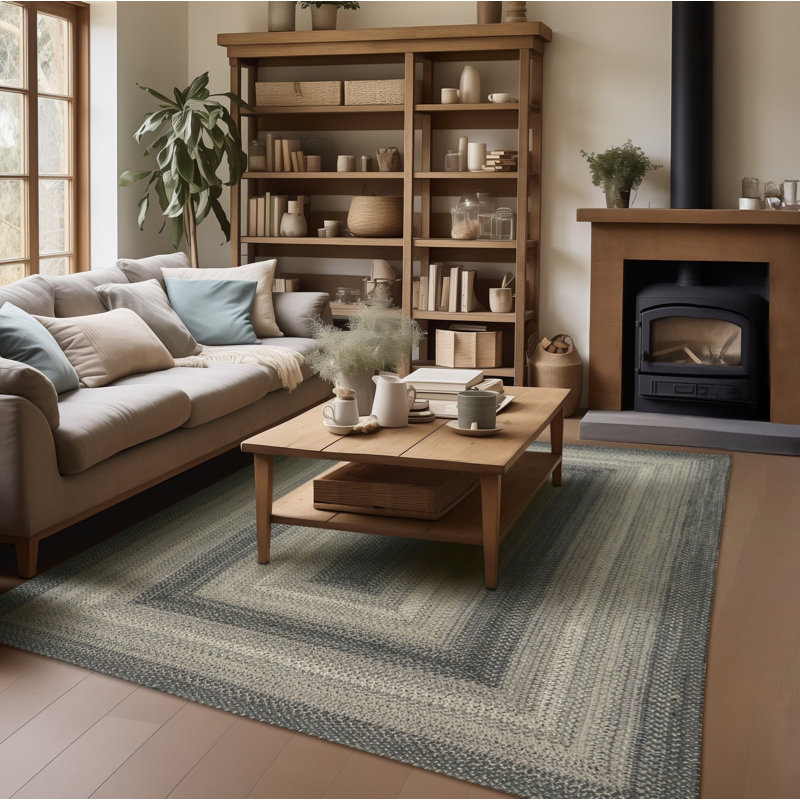 Tapis gris anthracite / gris en jute tressé Cynita, Rectangle de 5 pi x 8 pi