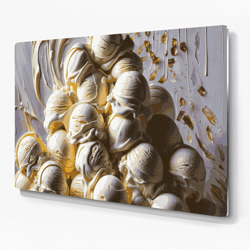 Desserts, crème glacée à la vanille, art mural en métal gris, H 12 po x l 18 po