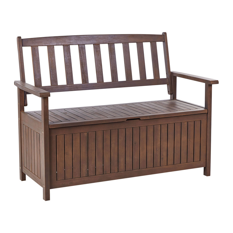 Esperance Solid Wood Acacia Outdoor Bench, Dark Brown, White