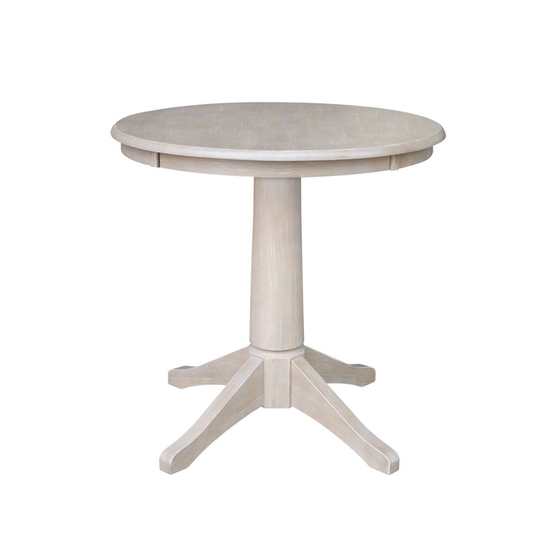 Imilia Solid Wood Pedestal Dining Table, Washed Gray Taupe, 29.9" H x 30" L x 30" W