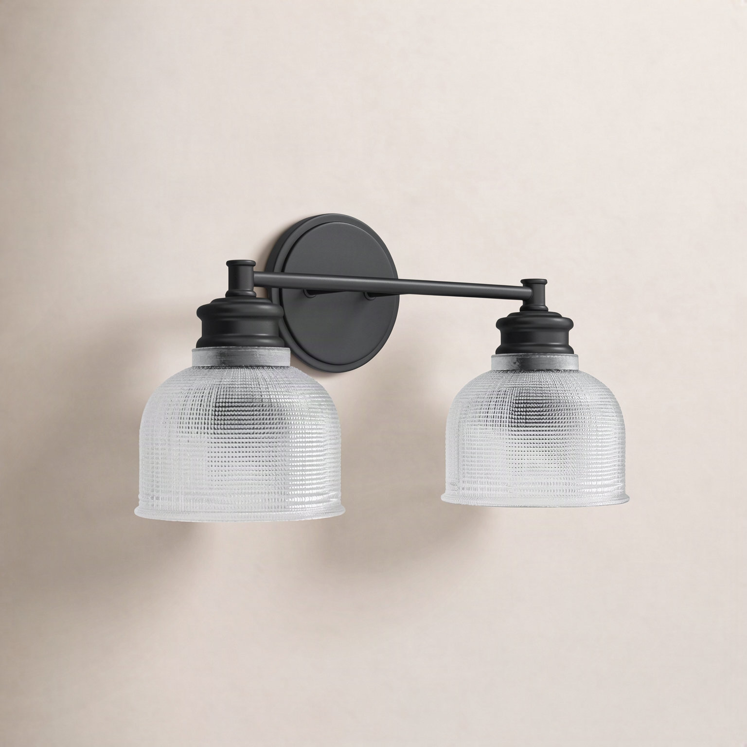 Besima 2 Light Ribbed Dimmable Vanity Light, Matte Black