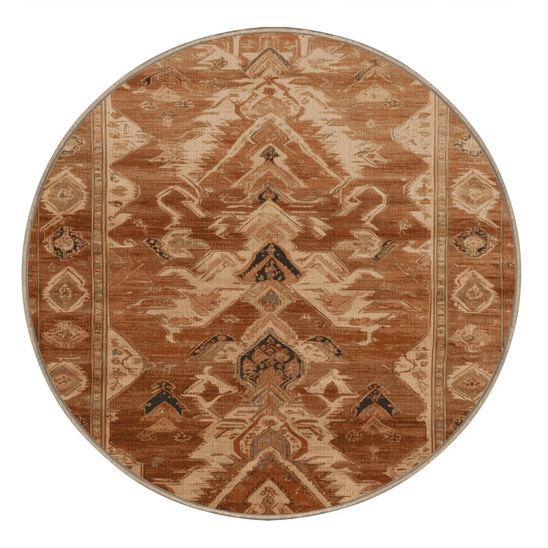 Tapis brun lavable à la machine, Rond 3 pi