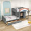 Lit superposé double en bois avec 2 tiroirs et garde-robe-216509131