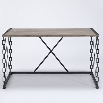 Rustic Oak And Antique Black Rectangular Executive Office Desk | Gift Idea