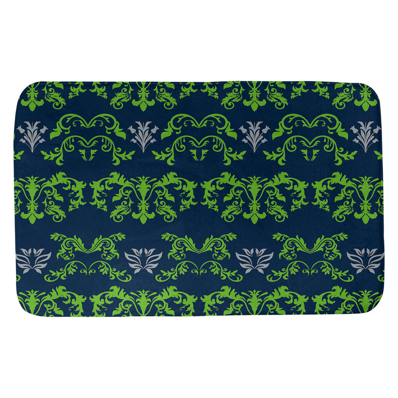 Tapis pour salle de bain Seattle Football Baroque, l 21 po x L 34 po, Vert action / bleu marine collège / gris loup
