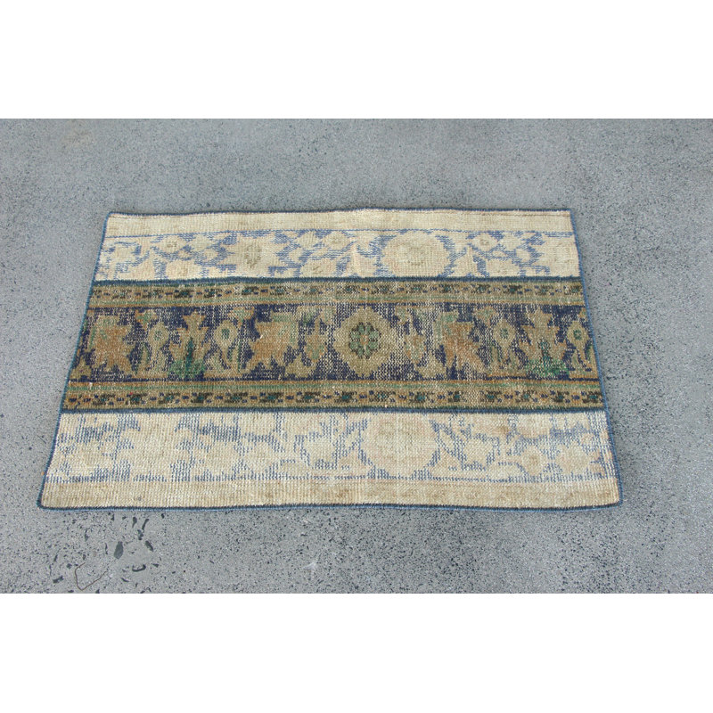 Tapis Oushak beige à motif patchwork turc beige