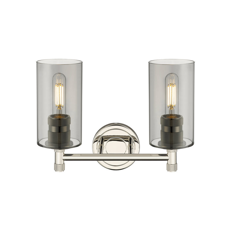 Éclairage pour meuble-lavabo mural 2 lumières Crown Point, Fumée, Nickel poli