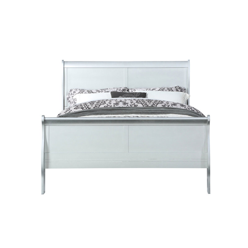 Lit simple avec bois de grâce, tiroir de rangement supplémentaire, tête de lit courbée, matériau en bois massif gris élégant, sommier requis, espace, matelas confortable,