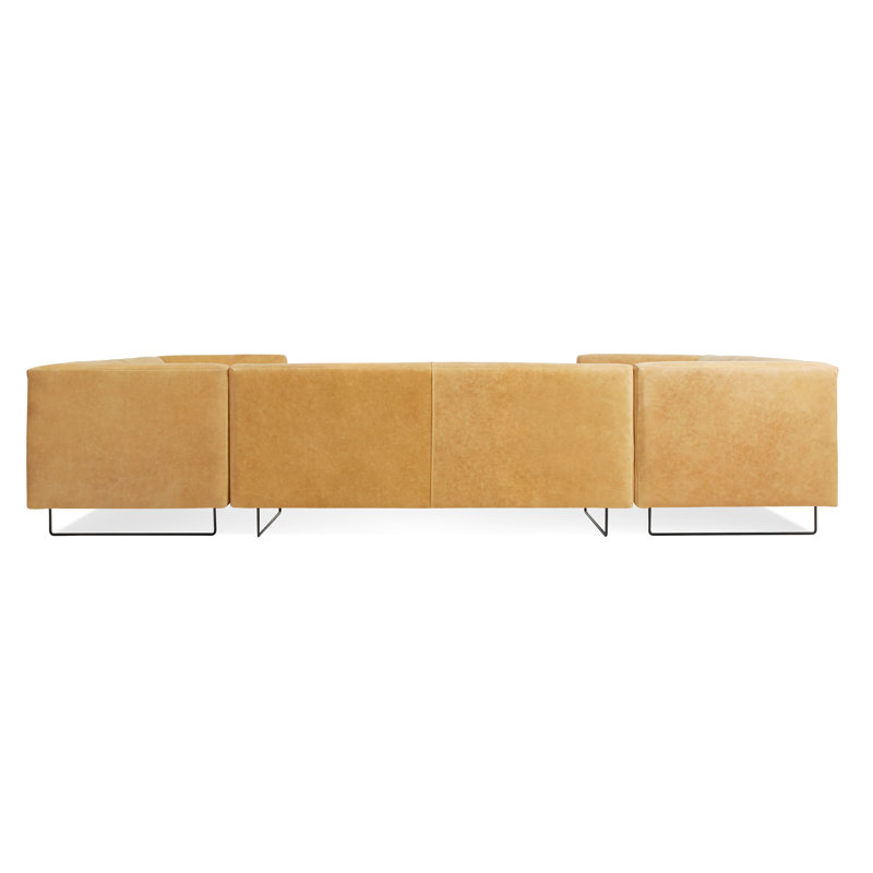 Bonnie And Clyde Sectional, Camel Genuine Leather