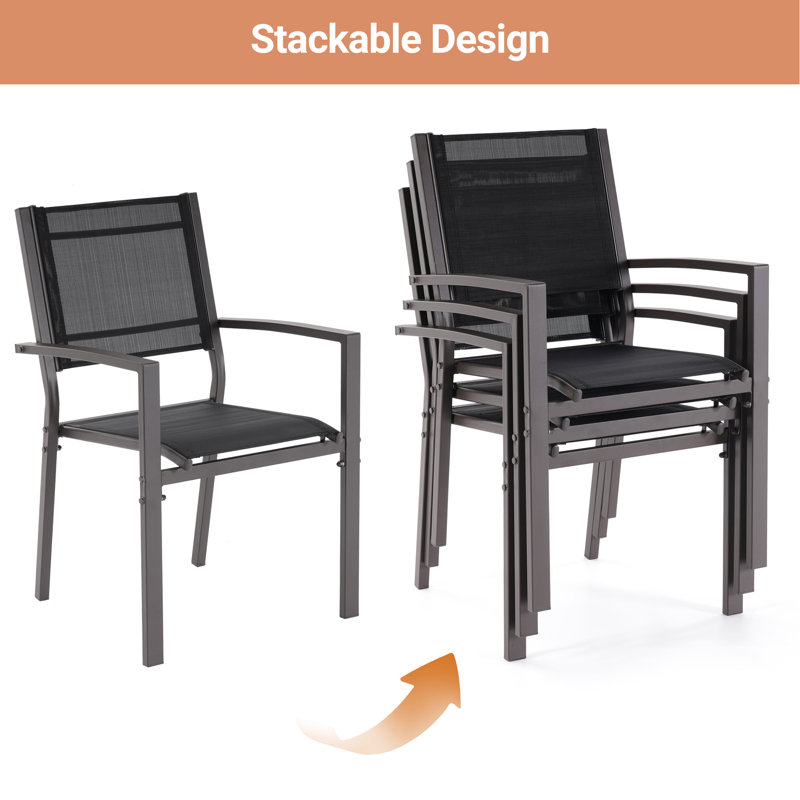Patio Dining Chair(Set of 4), Black