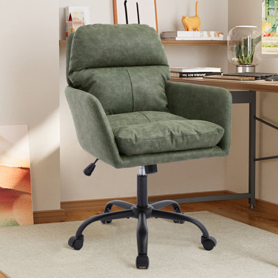 Chaise de bureau avec hauteur réglable, tissu en cuir de polyuréthane, structure en métal haute résistance, mousse rembourrée et structure en coton de 28,56 po de profondeur, 27,83 lb