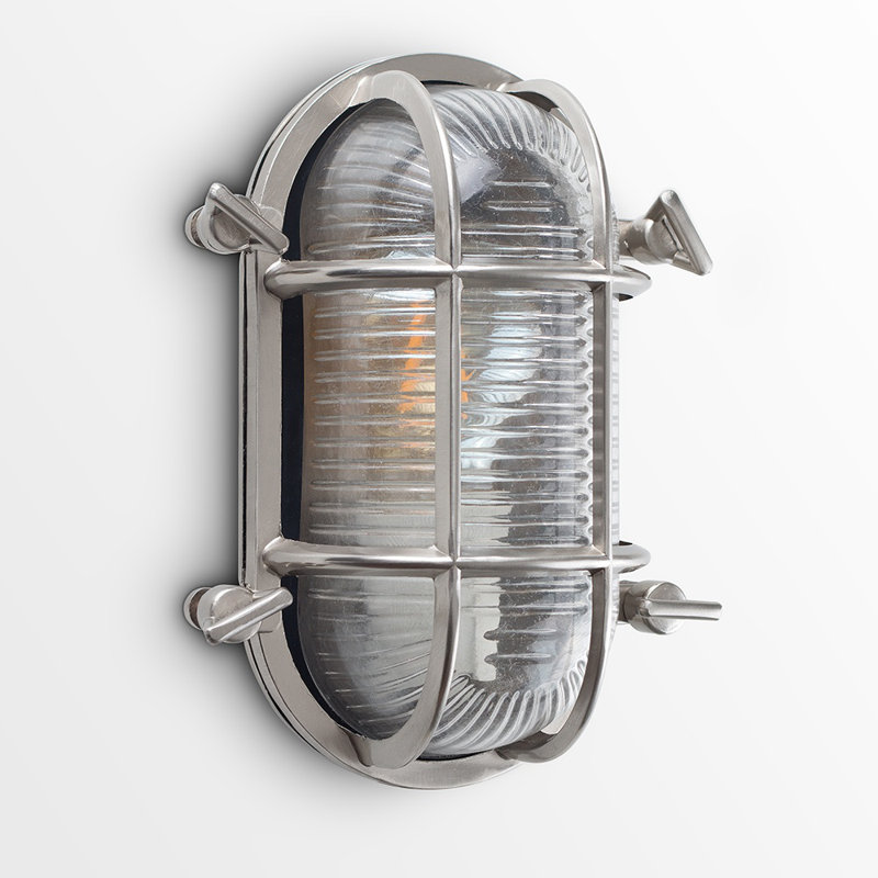 20cm H Outdoor Bulkhead Light, Brushed Nickel, 6500 Kelvins