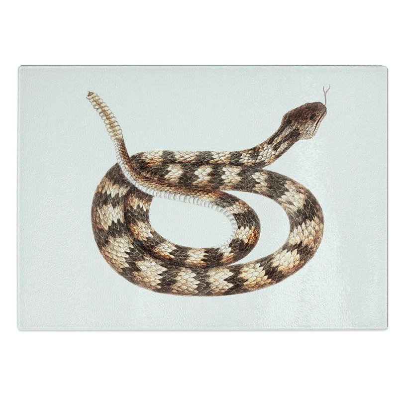 Tempered Glass Rattlesnake by Mark Catesby Chopping Board, 28.5 cm W x 20 cm L