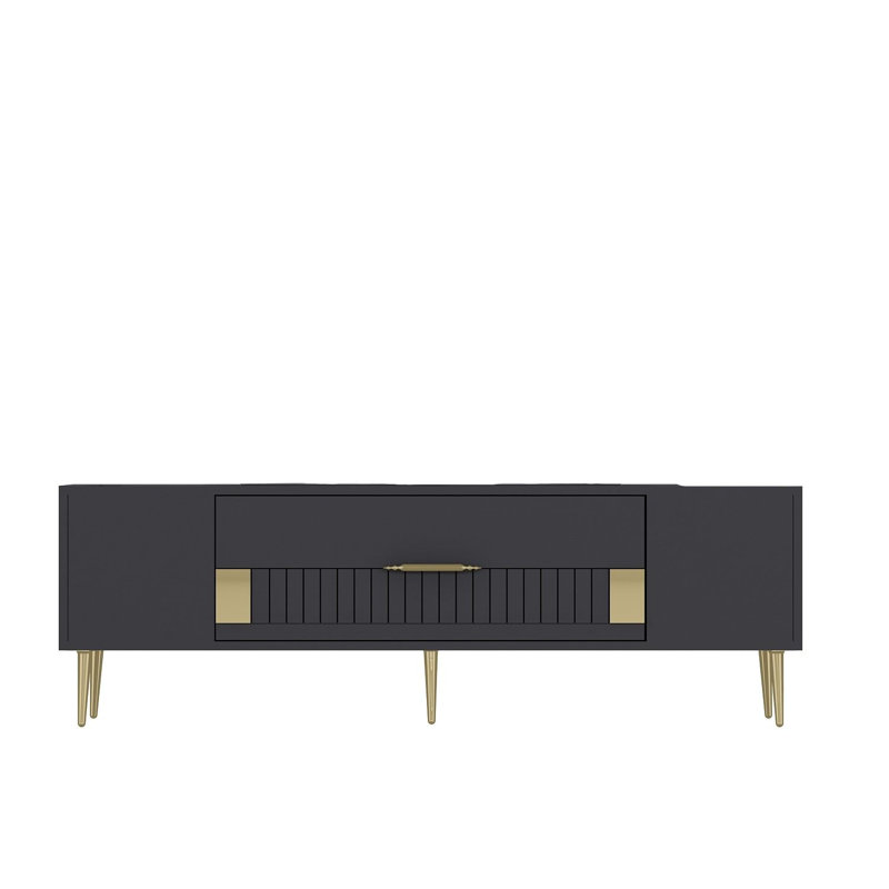 Olivia TV Stand, Grey/Gold, 150cm