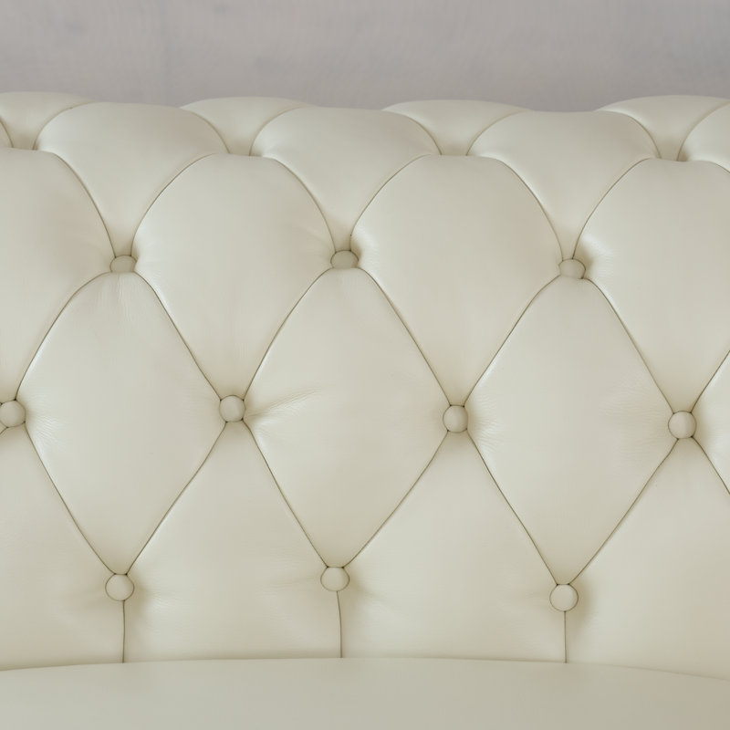 Ensemble modulaire de salon en cuir de vache de luxe 3 pièces de 138 po de largeur, Cuir véritable beige